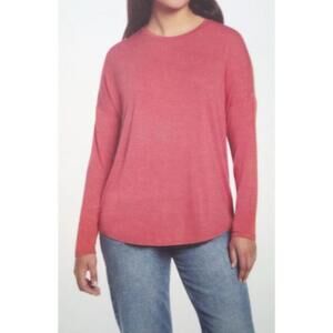 GAP Women's Soft Slub Scoop Neck Long Sleeve Pink T-Shirt Size M. W